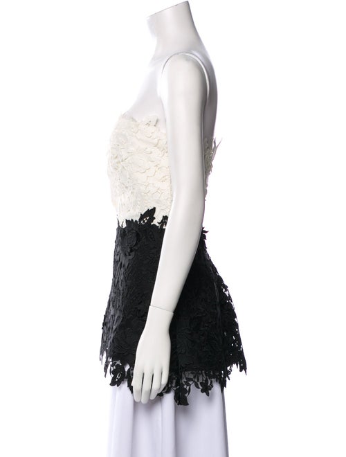 Lela Rose Lace Pattern Strapless Crop Top