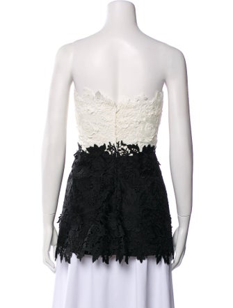 Lela Rose Lace Pattern Strapless Crop Top