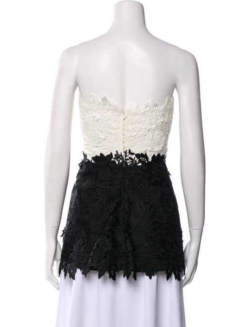 Lela Rose Lace Pattern Strapless Crop Top