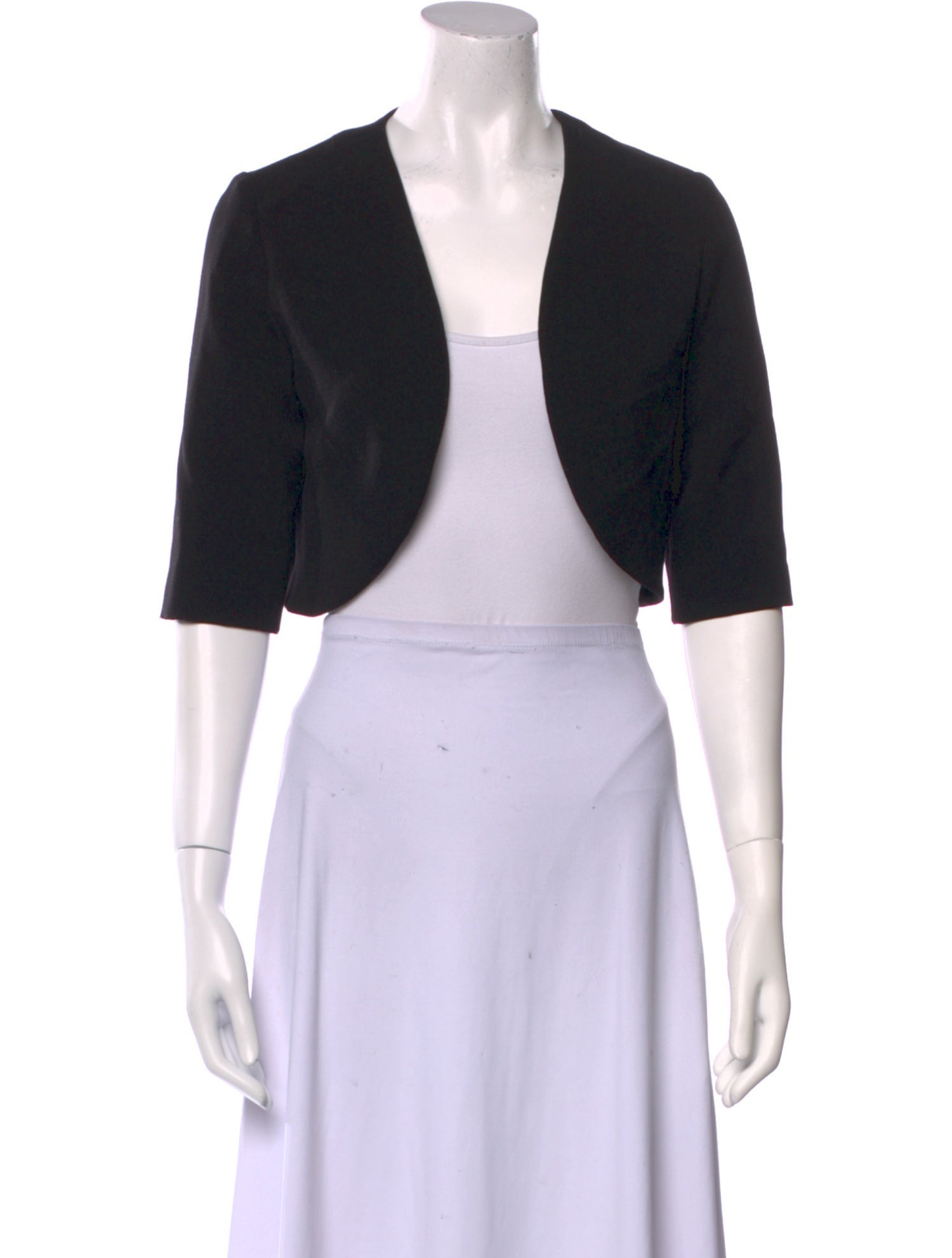 Lela Rose Virgin Wool Open Front Crop Top