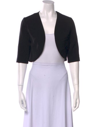 Lela Rose Virgin Wool Open Front Crop Top