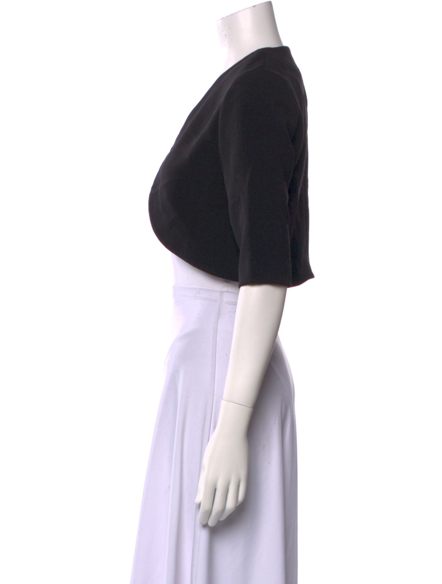 Lela Rose Virgin Wool Open Front Crop Top