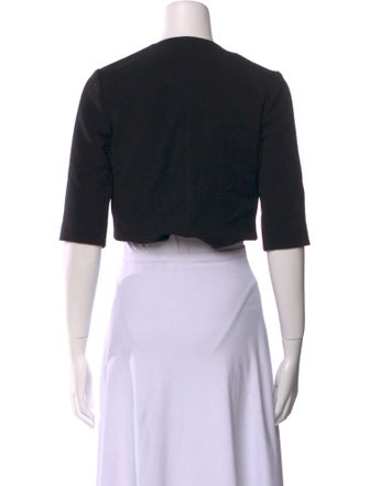 Lela Rose Virgin Wool Open Front Crop Top