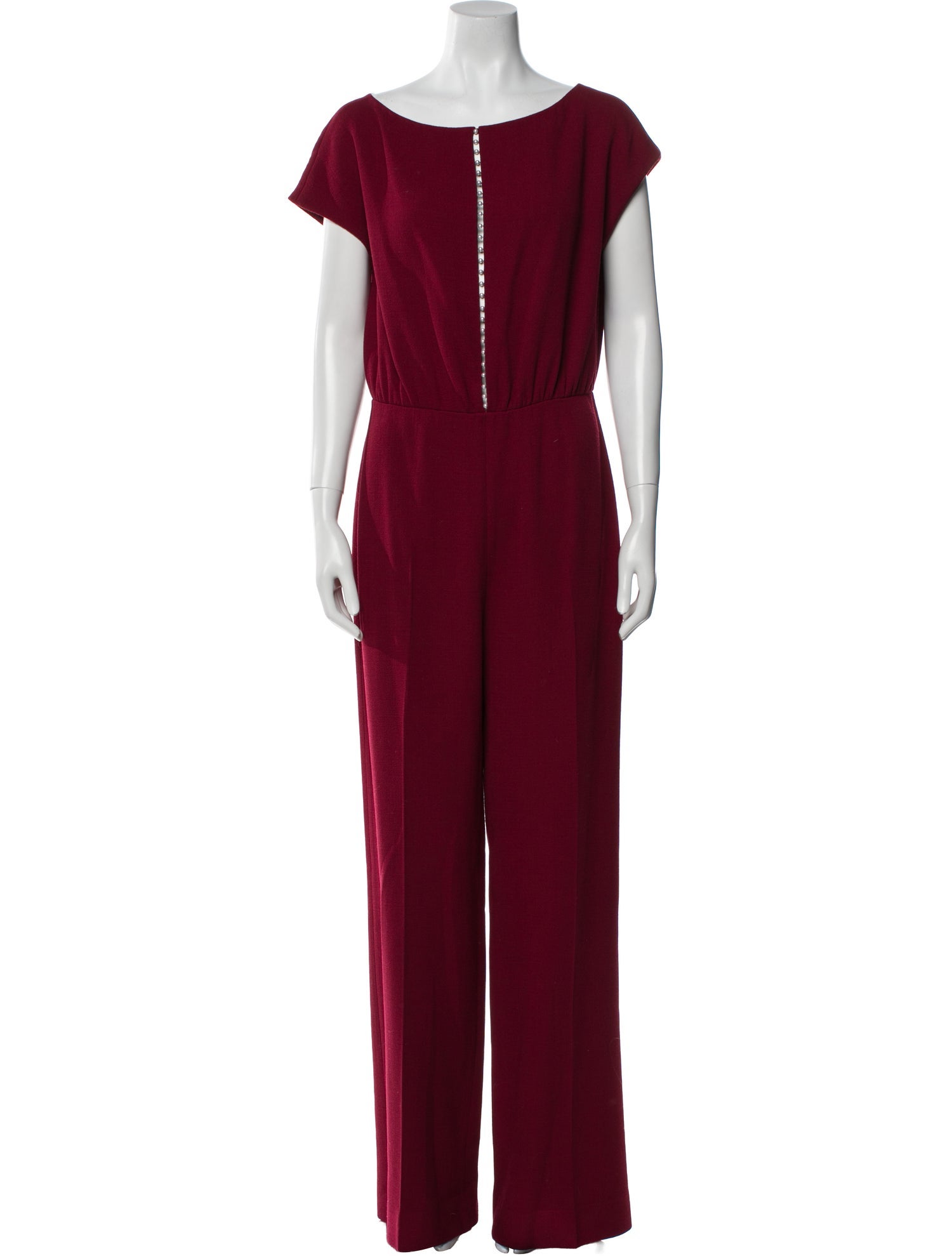 Lela Rose Wool Scoop Neck Jumpsuit