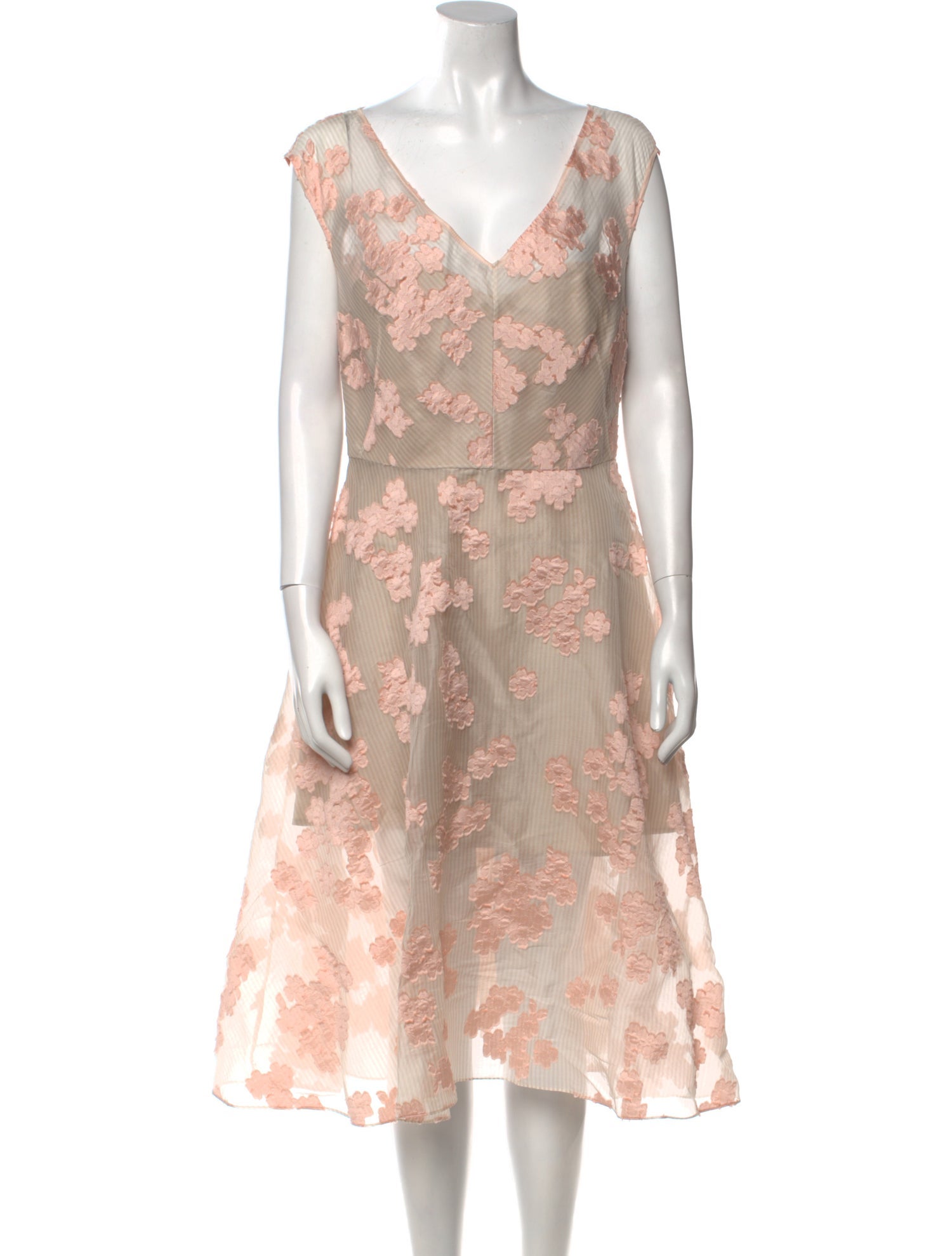 Lela Rose Floral Print Midi Length Dress