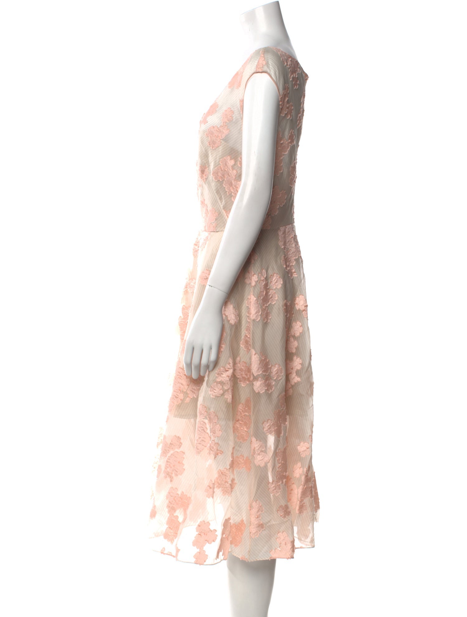 Lela Rose Floral Print Midi Length Dress