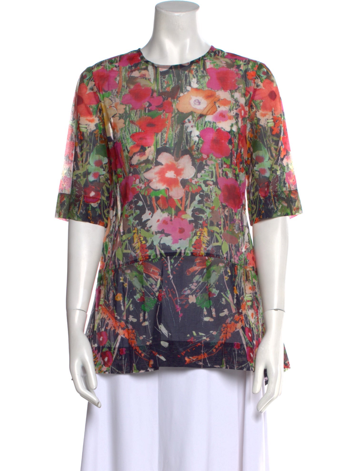 Lela Rose Floral Print Crew Neck T-Shirt