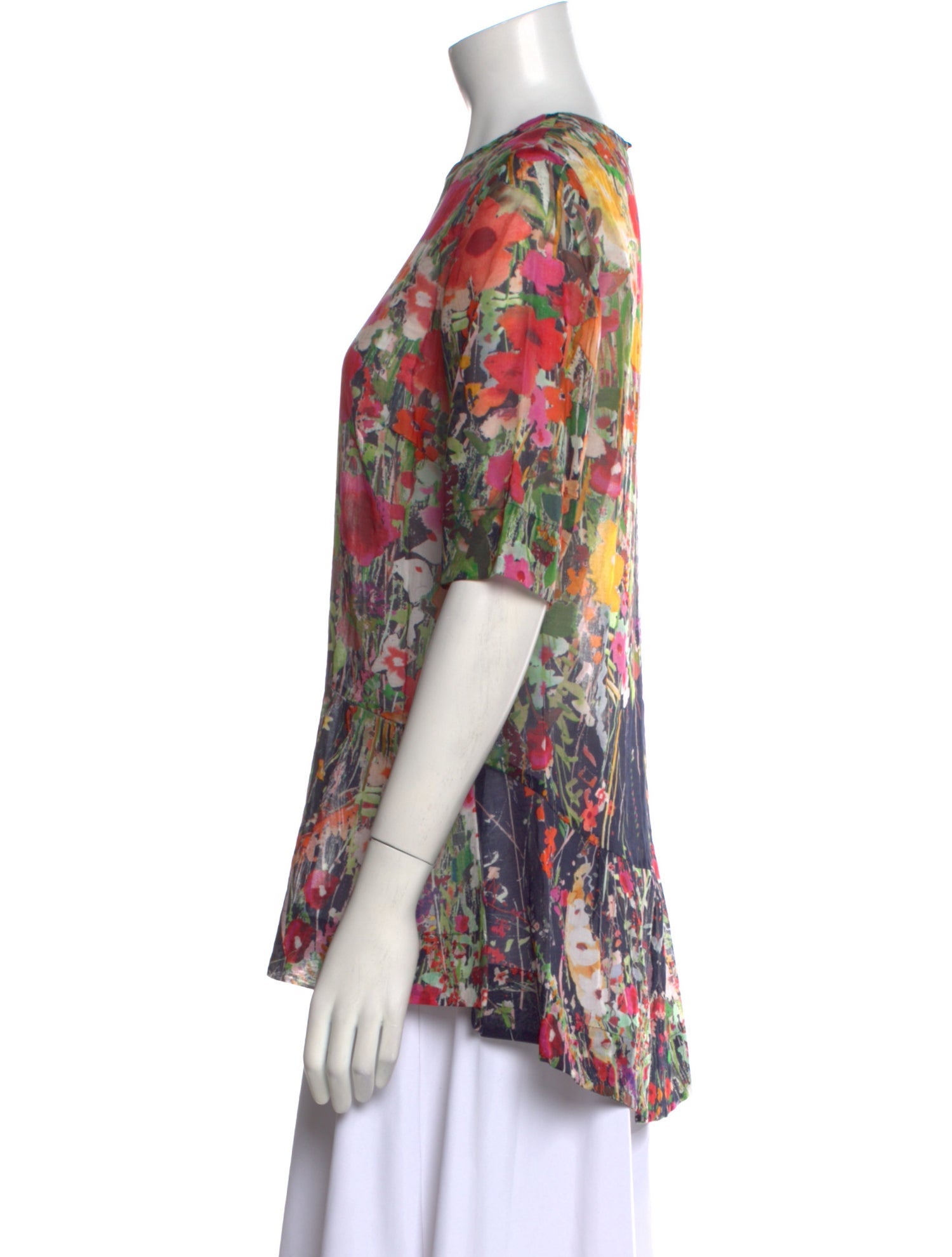Lela Rose Floral Print Crew Neck T-Shirt