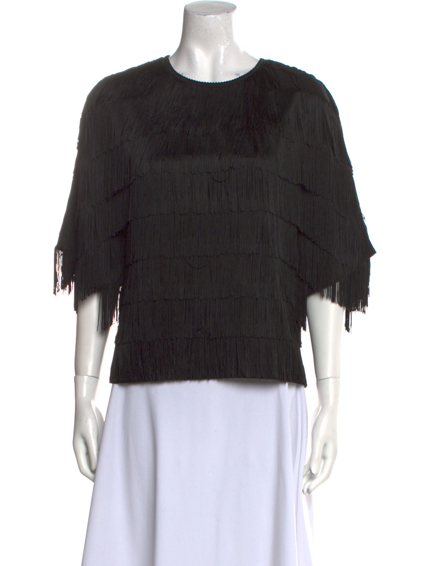 Lela Rose Crew Neck Three-Quarter Sleeve Blouse