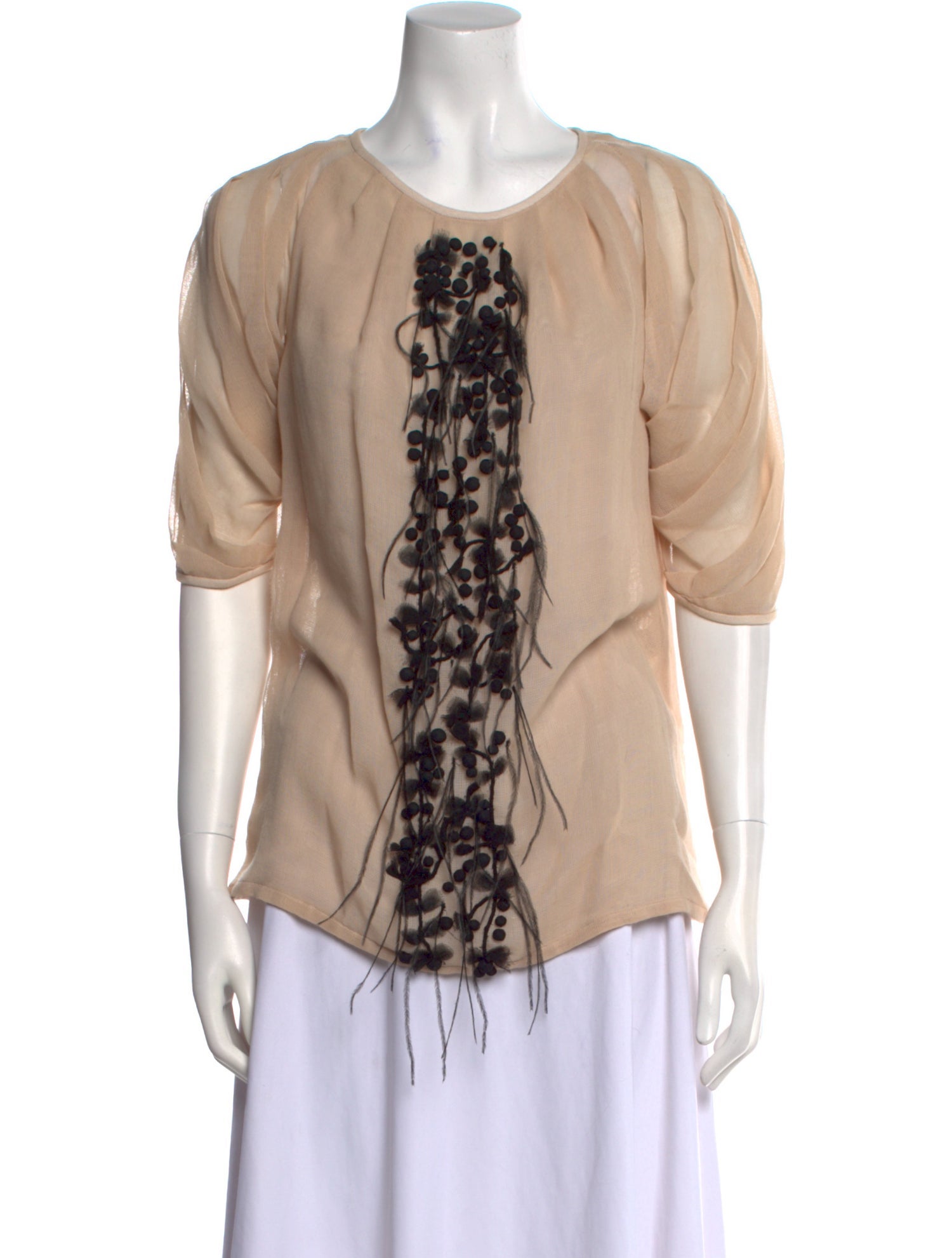 Lela Rose Wool Crew Neck Blouse