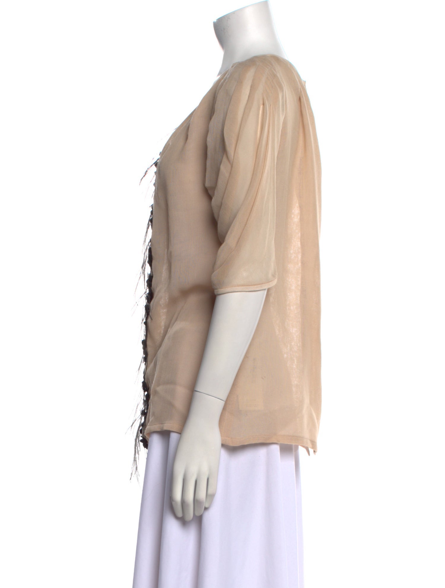 Lela Rose Wool Crew Neck Blouse