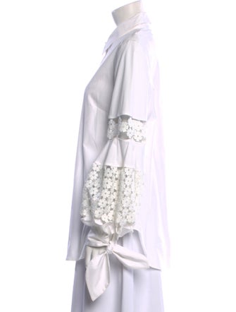 Lela Rose Long Sleeve Button-Up Top