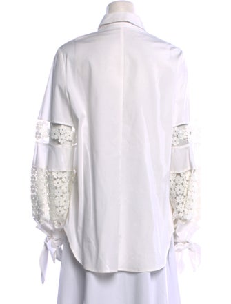 Lela Rose Long Sleeve Button-Up Top