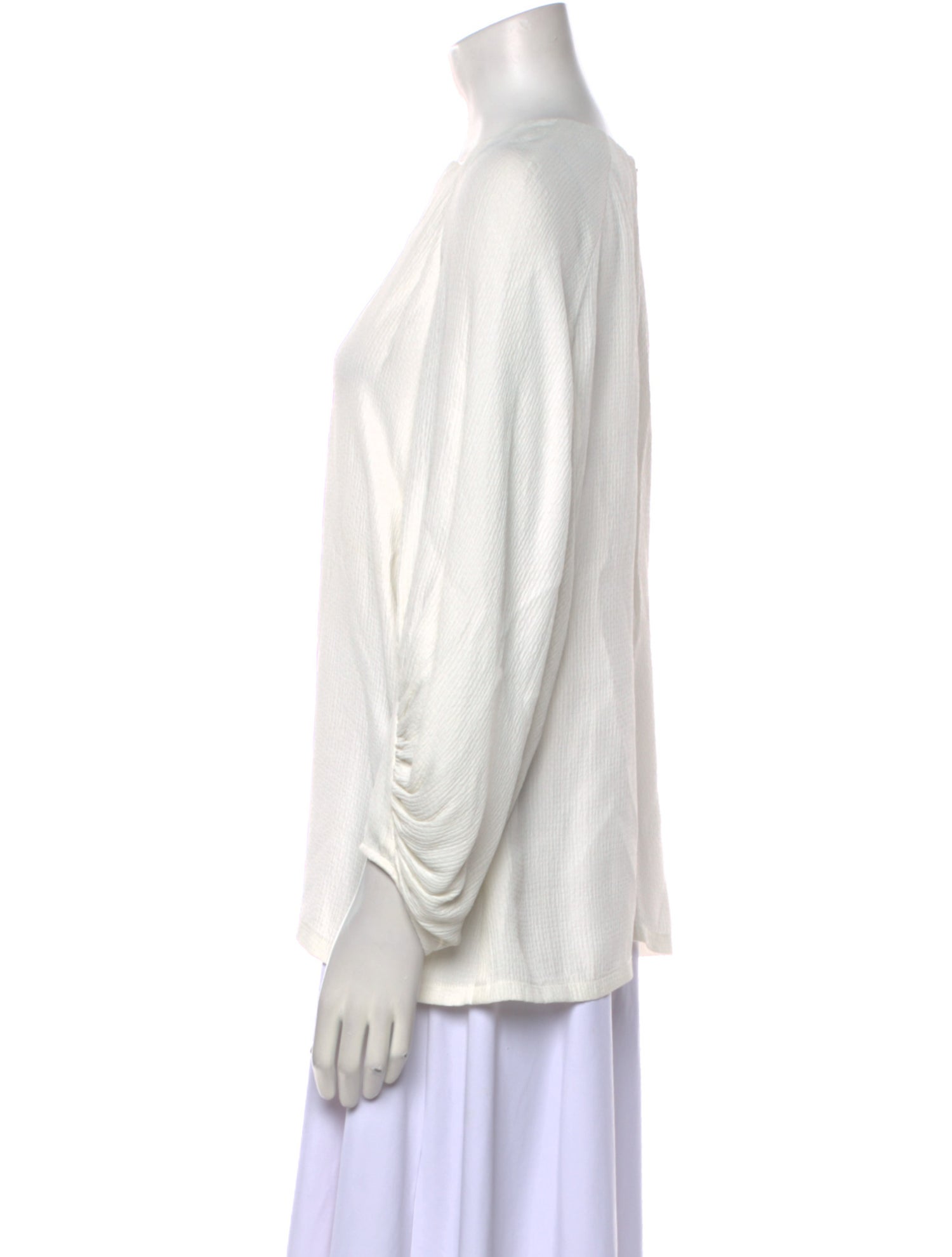 Lela Rose Bateau Neckline Three-Quarter Sleeve Blouse