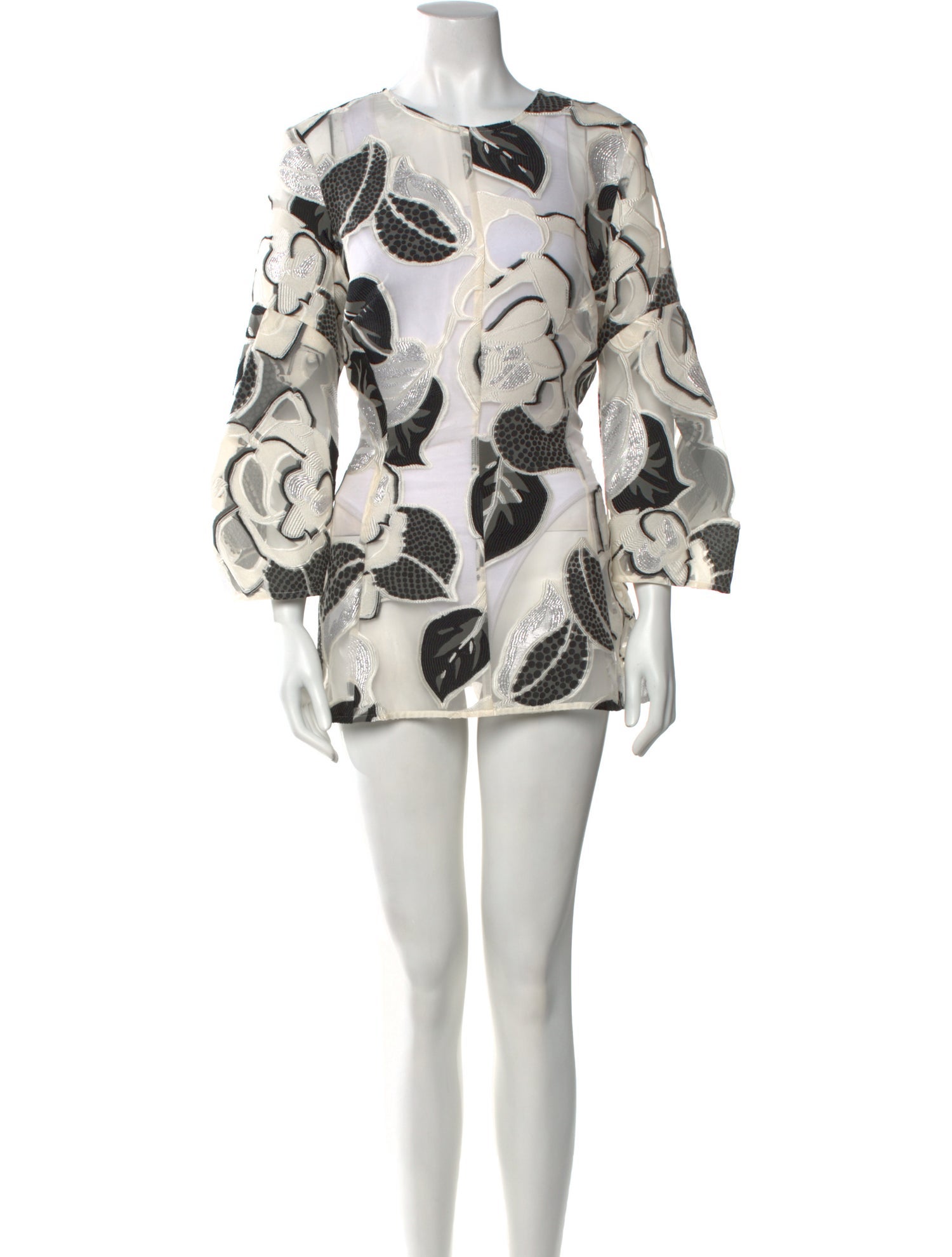 Lela Rose Printed Crew Neck Tunic