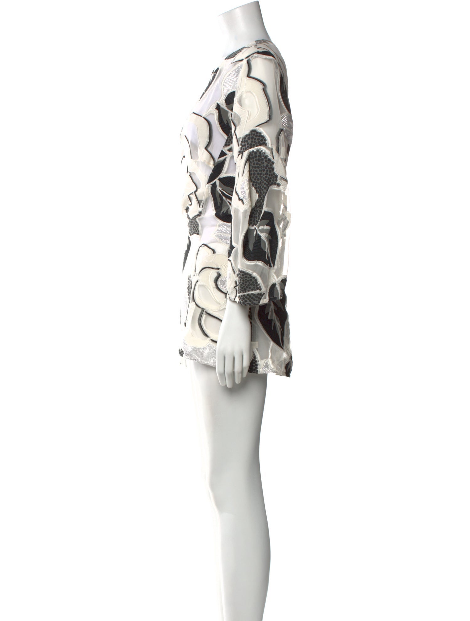 Lela Rose Printed Crew Neck Tunic