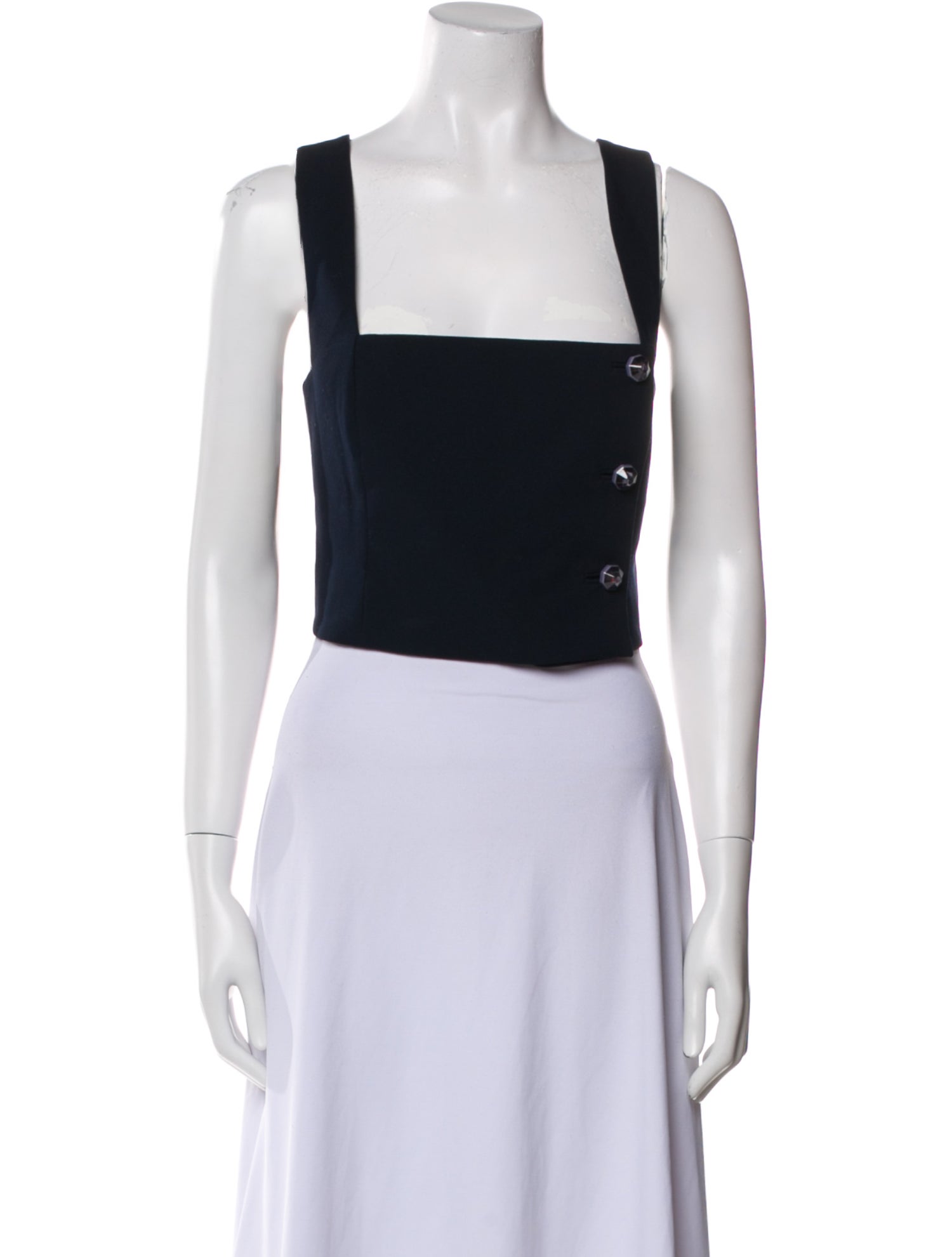 Lela Rose Square Neckline Sleeveless Crop Top