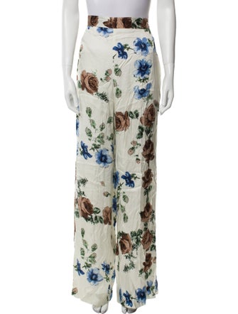 Lela Rose Floral Print Wide Leg Pants