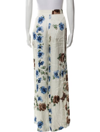 Lela Rose Floral Print Wide Leg Pants