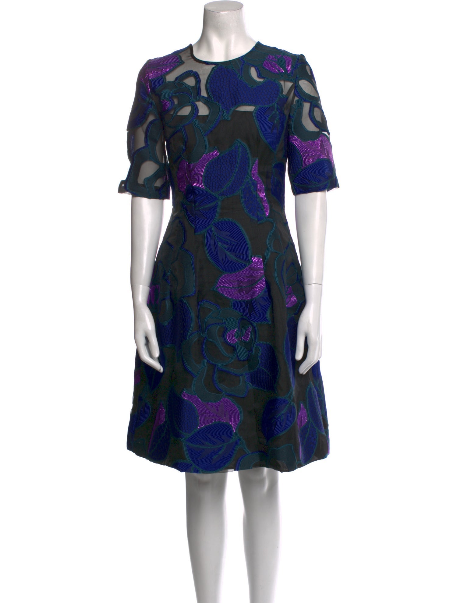 Lela Rose Floral Print Knee-Length Dress