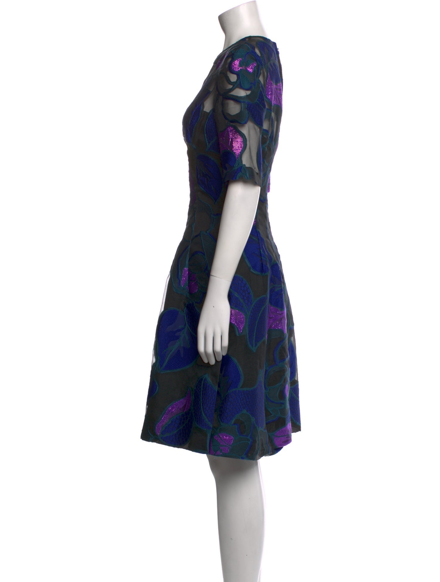 Lela Rose Floral Print Knee-Length Dress