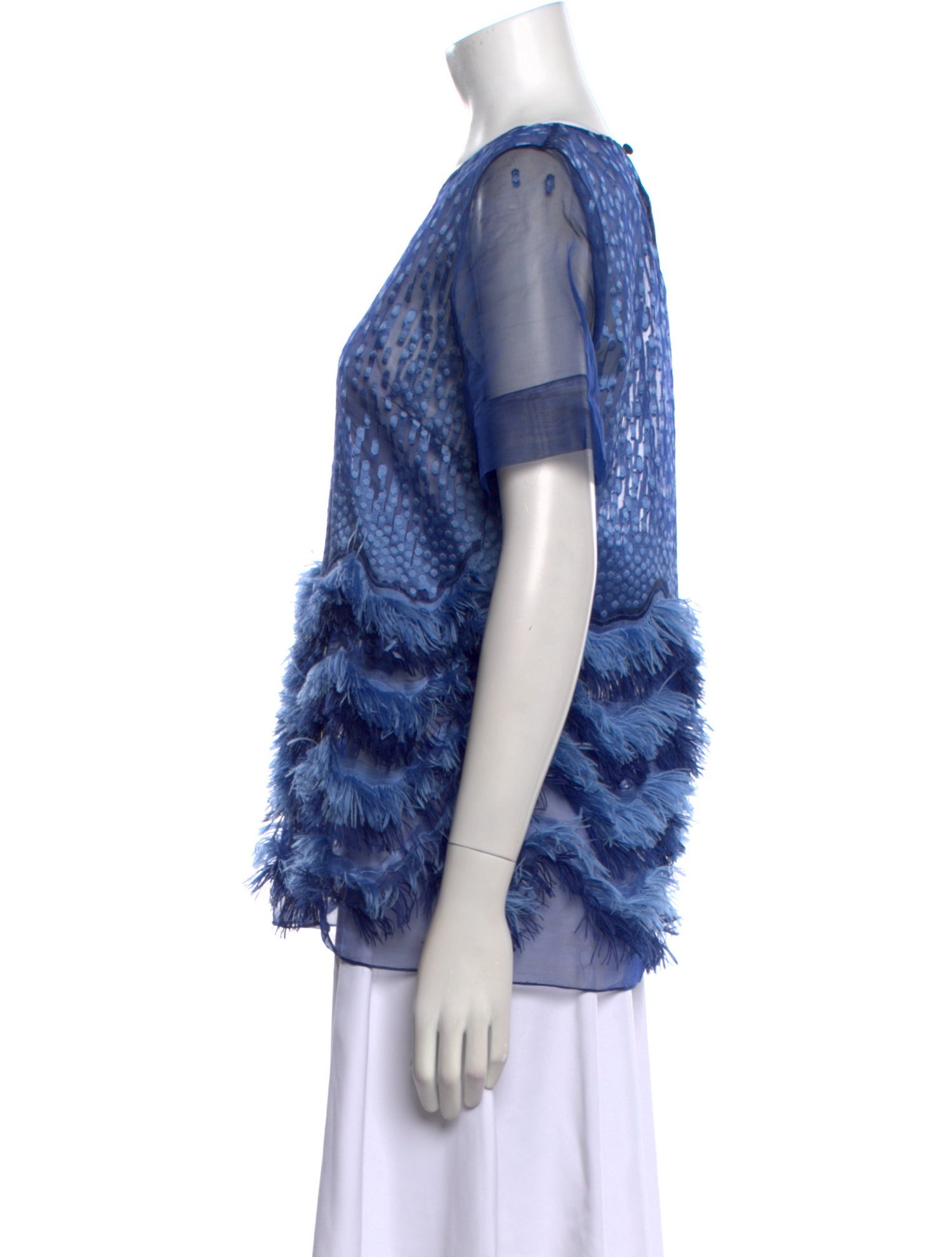 Lela Rose Scoop Neck Short Sleeve Blouse