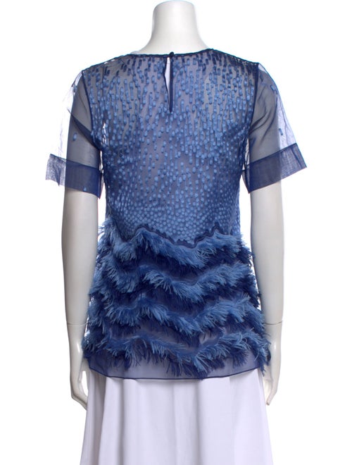 Lela Rose Scoop Neck Short Sleeve Blouse