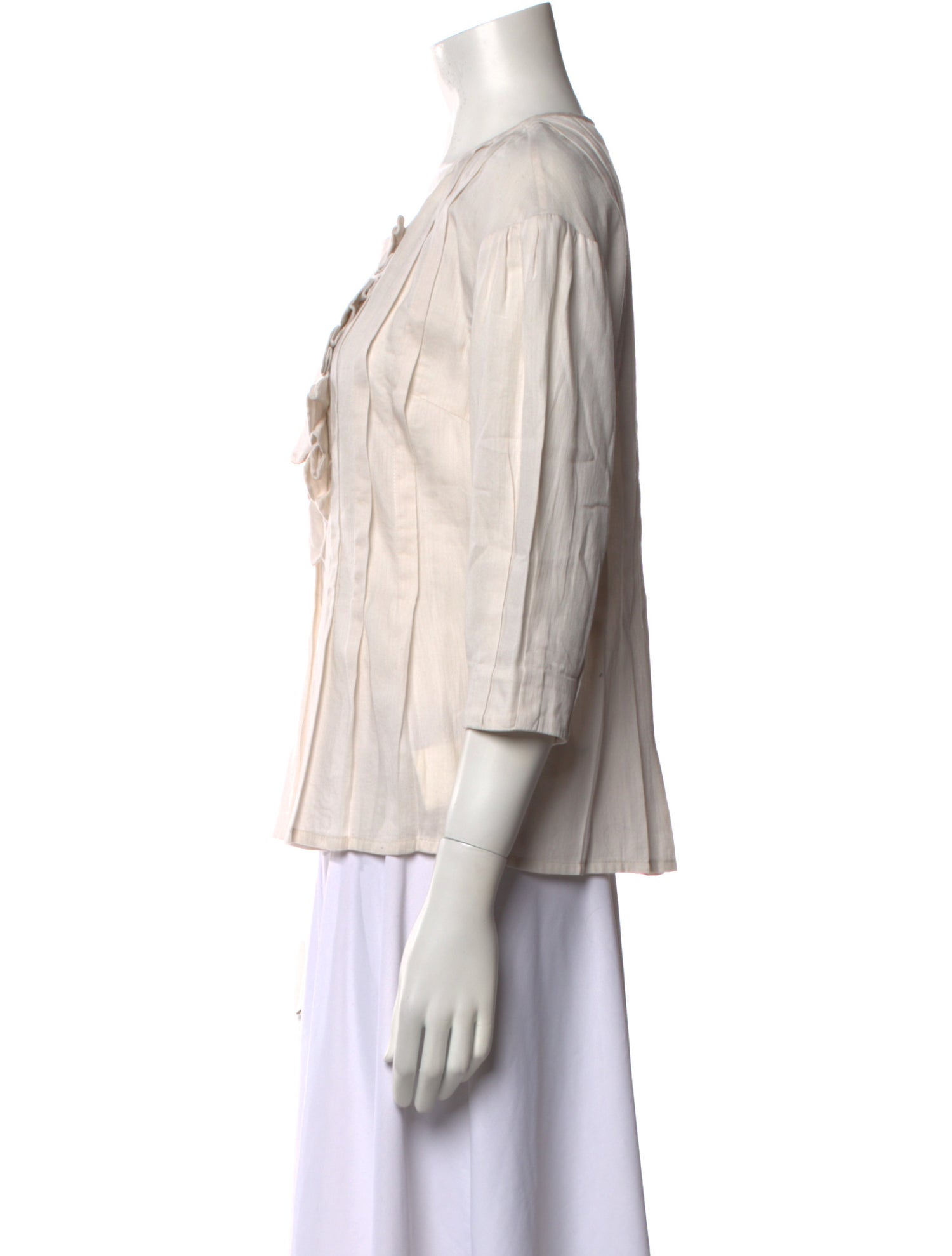 Lela Rose Scoop Neck Three-Quarter Sleeve Blouse