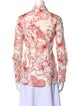 Lela Rose Printed Long Sleeve Button-Up Top