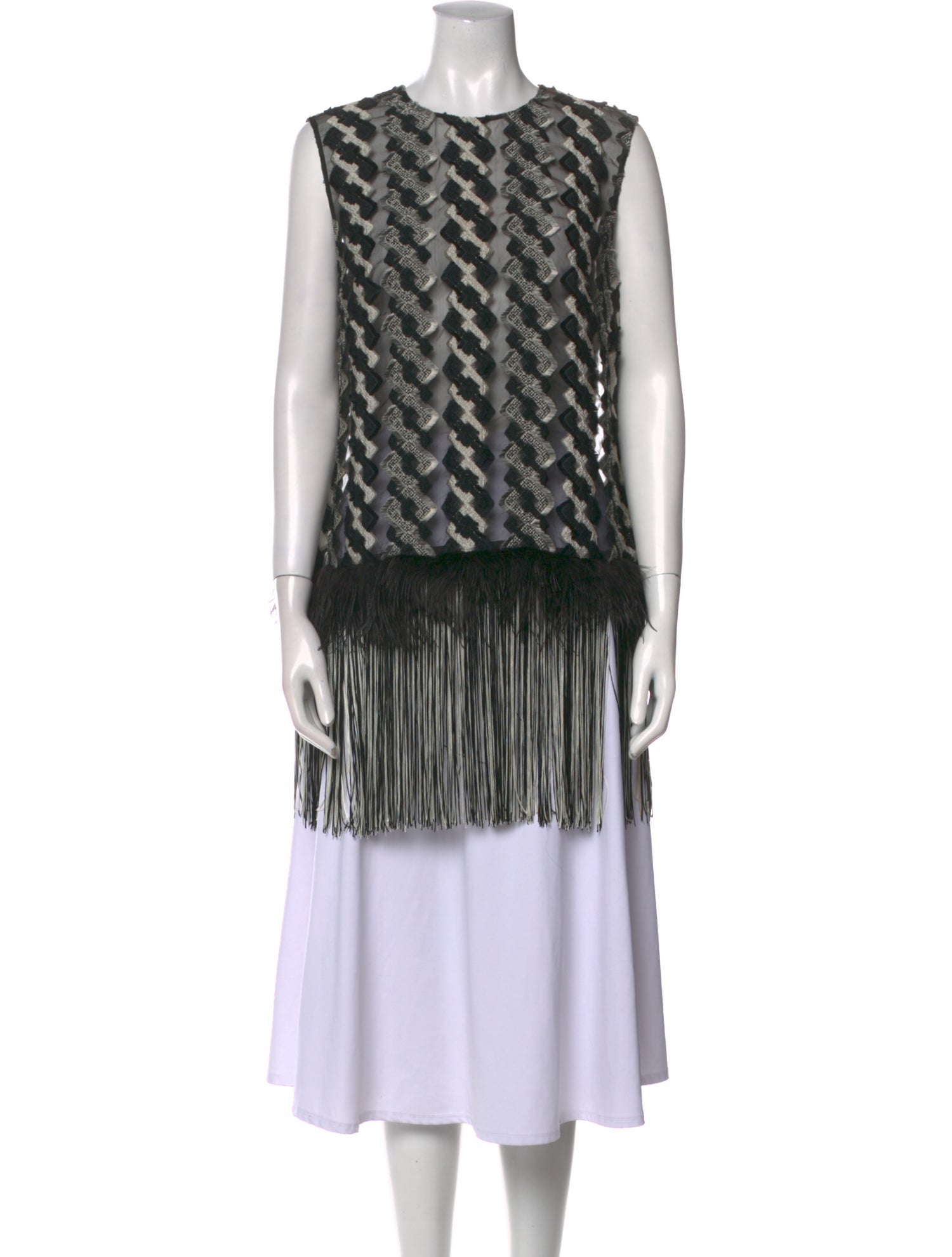 Lela Rose Printed Crew Neck Tunic