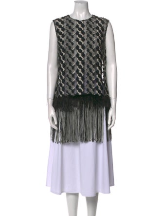 Lela Rose Printed Crew Neck Tunic