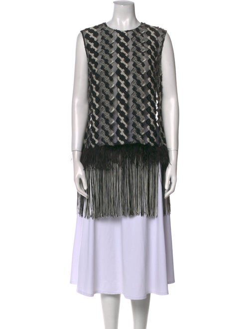 Lela Rose Printed Crew Neck Tunic