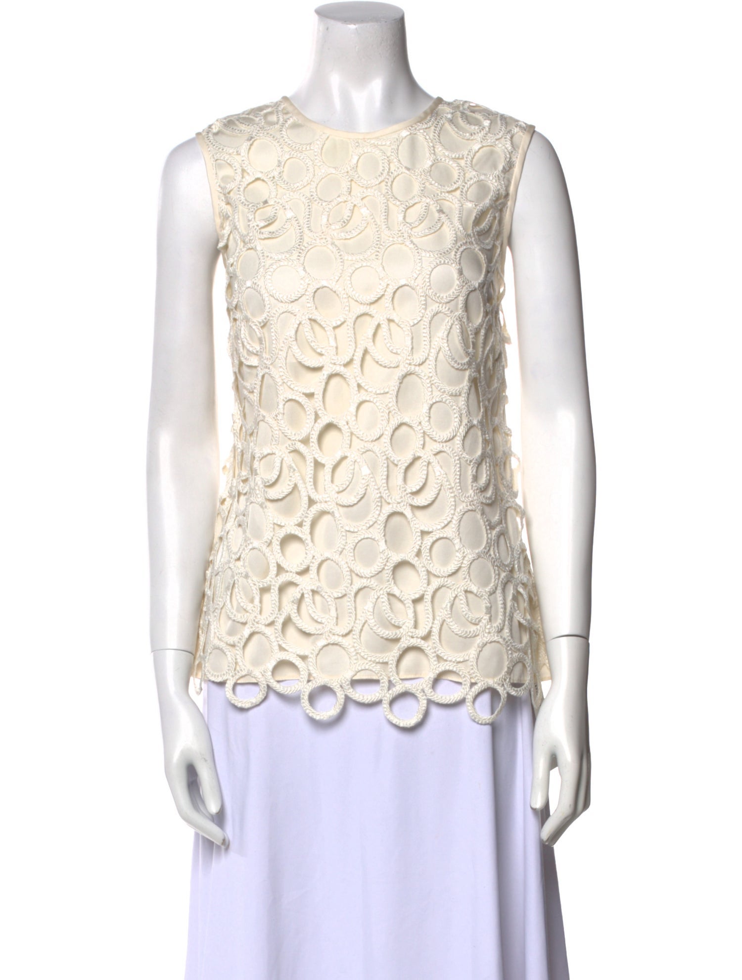 Lela Rose Lace Pattern Crew Neck Top