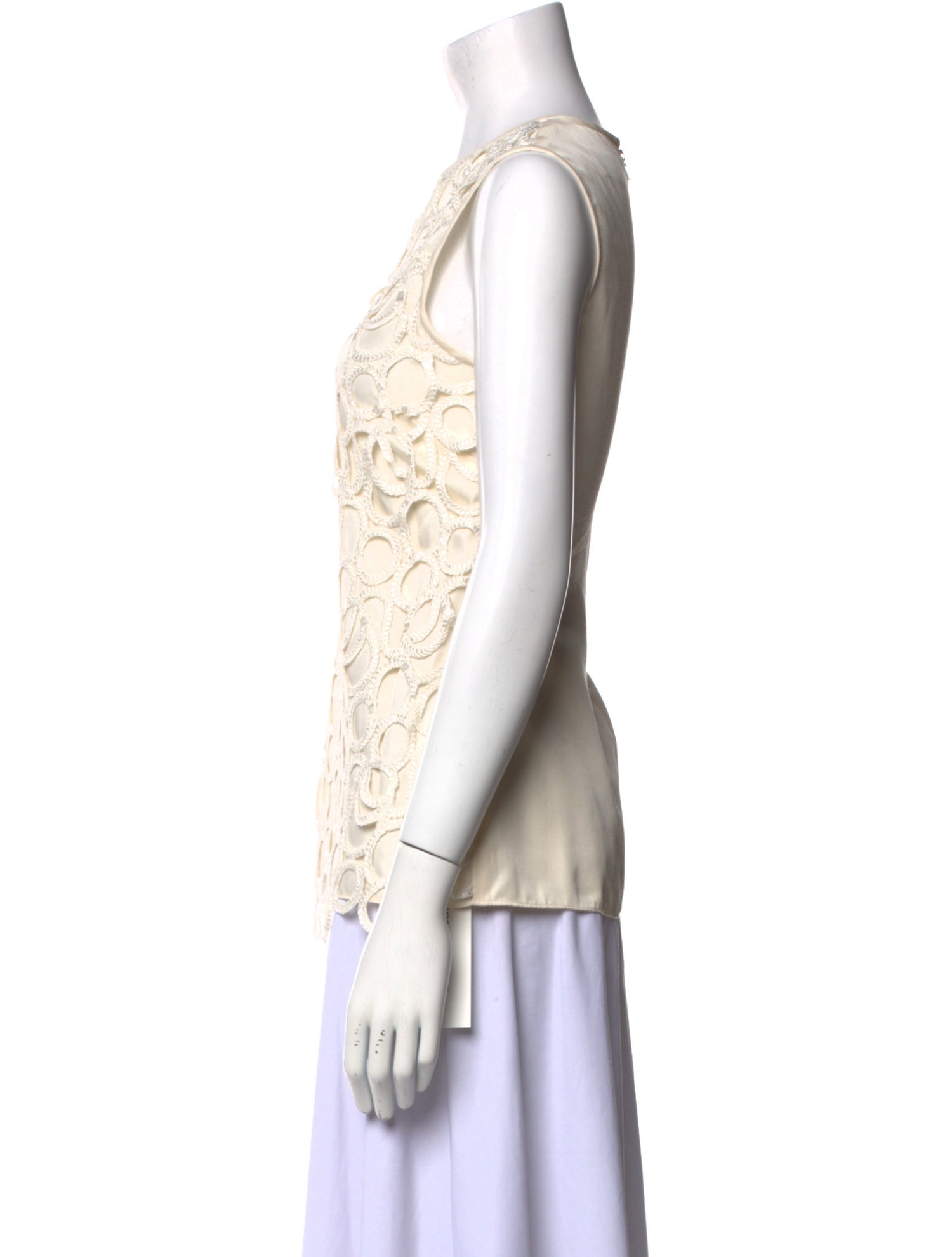 Lela Rose Lace Pattern Crew Neck Top