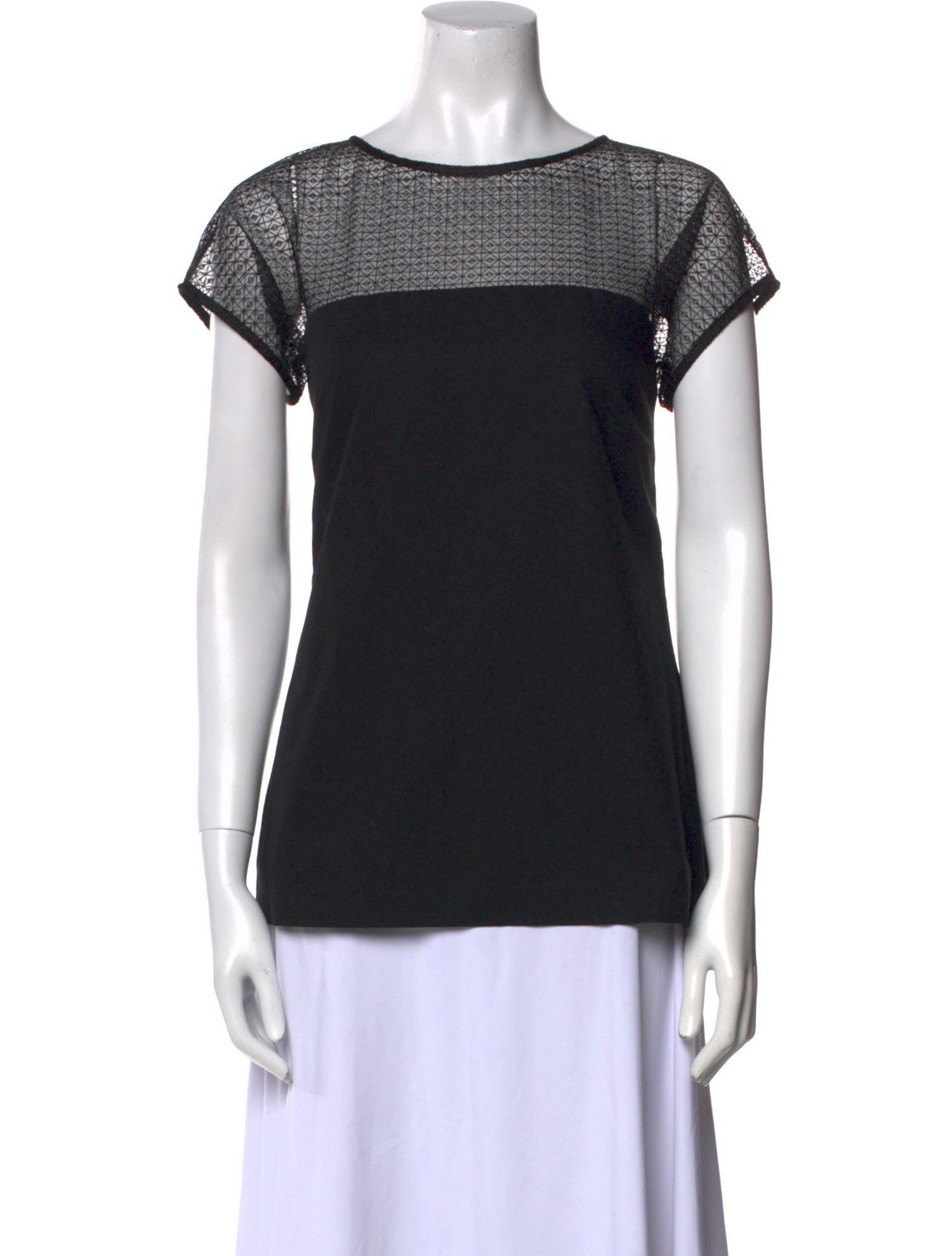 Lela Rose Bateau Neckline Short Sleeve Top