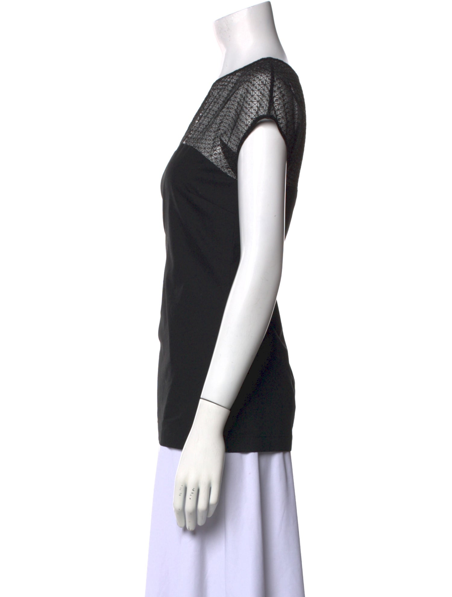 Lela Rose Bateau Neckline Short Sleeve Top