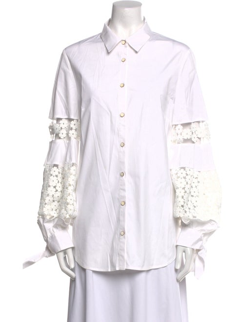 Lela Rose Long Sleeve Button-Up Top