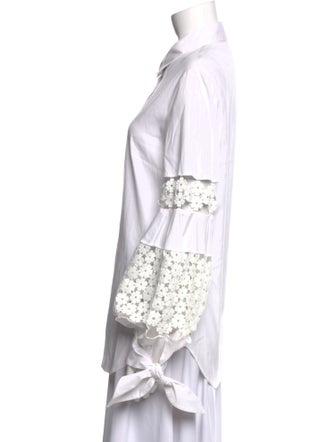 Lela Rose Long Sleeve Button-Up Top