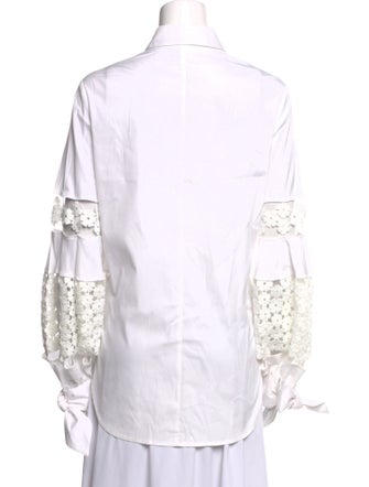Lela Rose Long Sleeve Button-Up Top