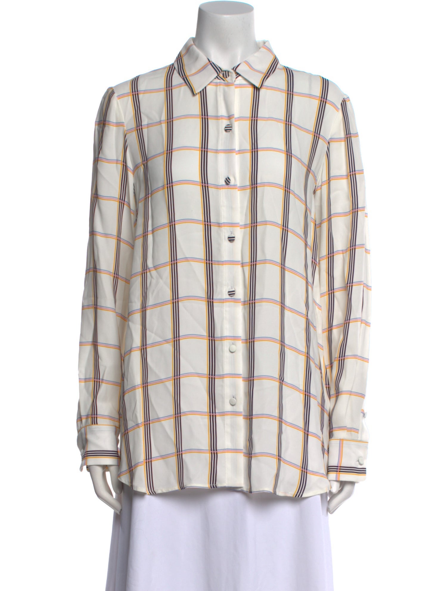 Lela Rose Plaid Print Long Sleeve Button-Up Top w/ Tags