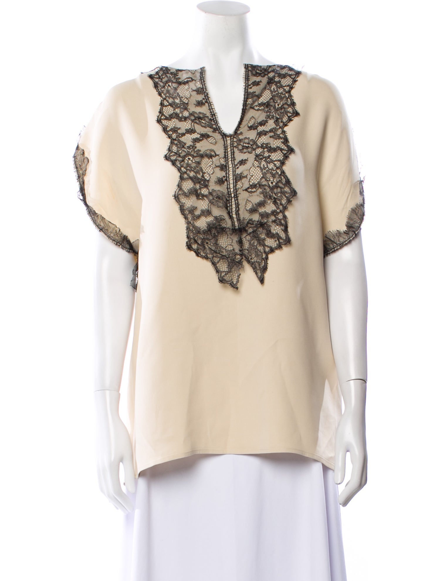 Lela Rose Silk V-Neck Blouse
