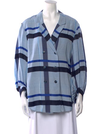 Lela Rose Plaid Print Three-Quarter Sleeve Tunic