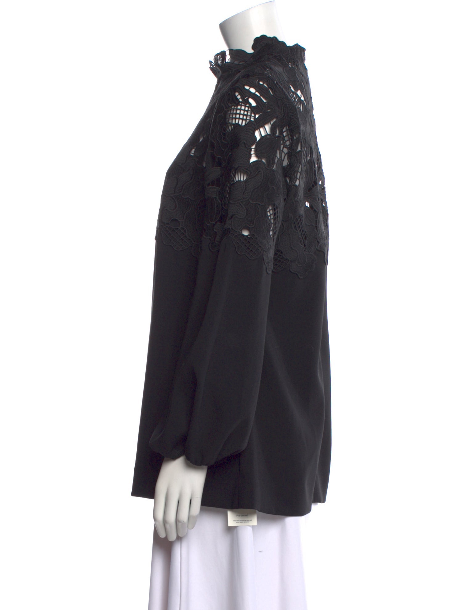 Lela Rose Mock Neck Long Sleeve Blouse