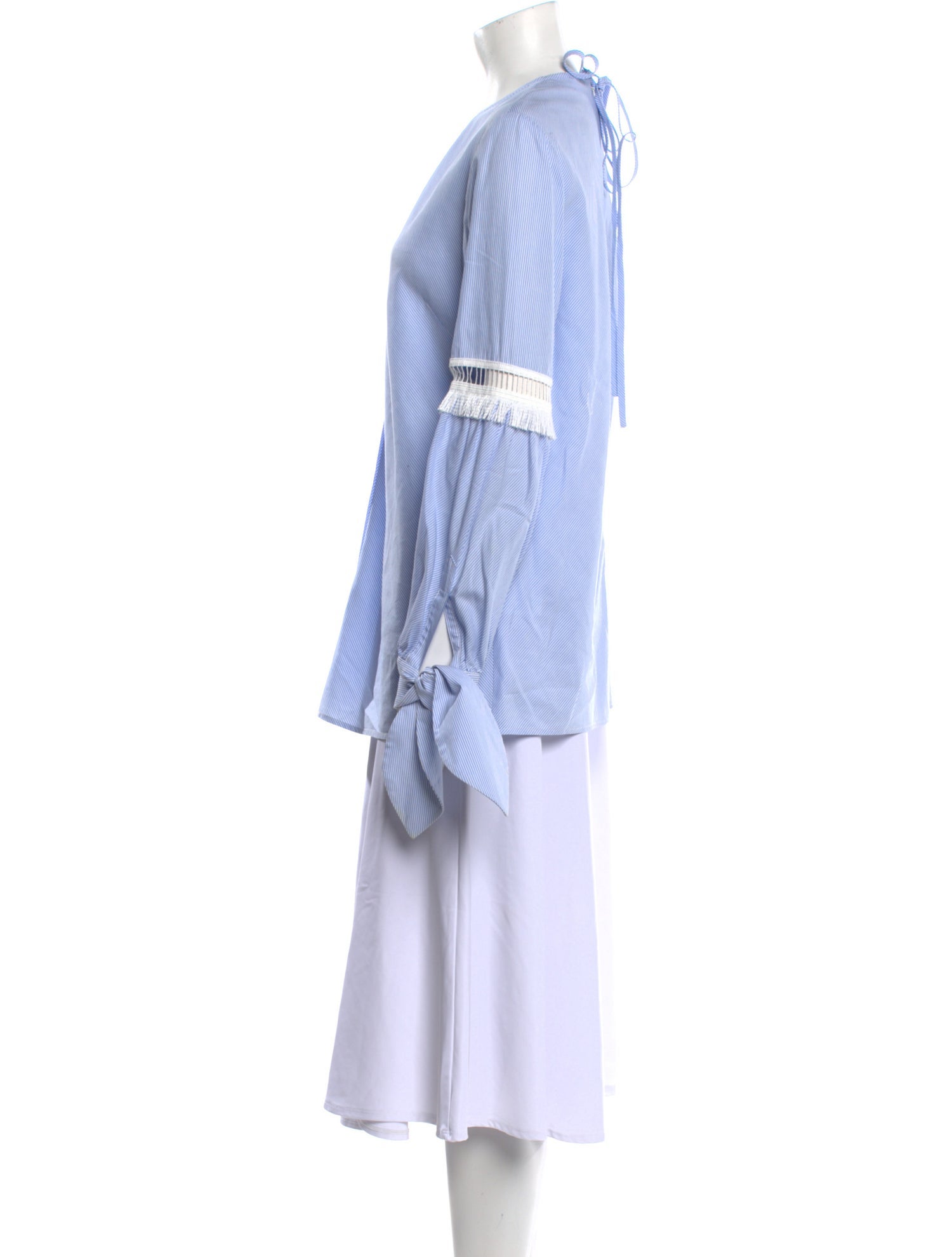 Lela Rose Striped Mock Neck Tunic