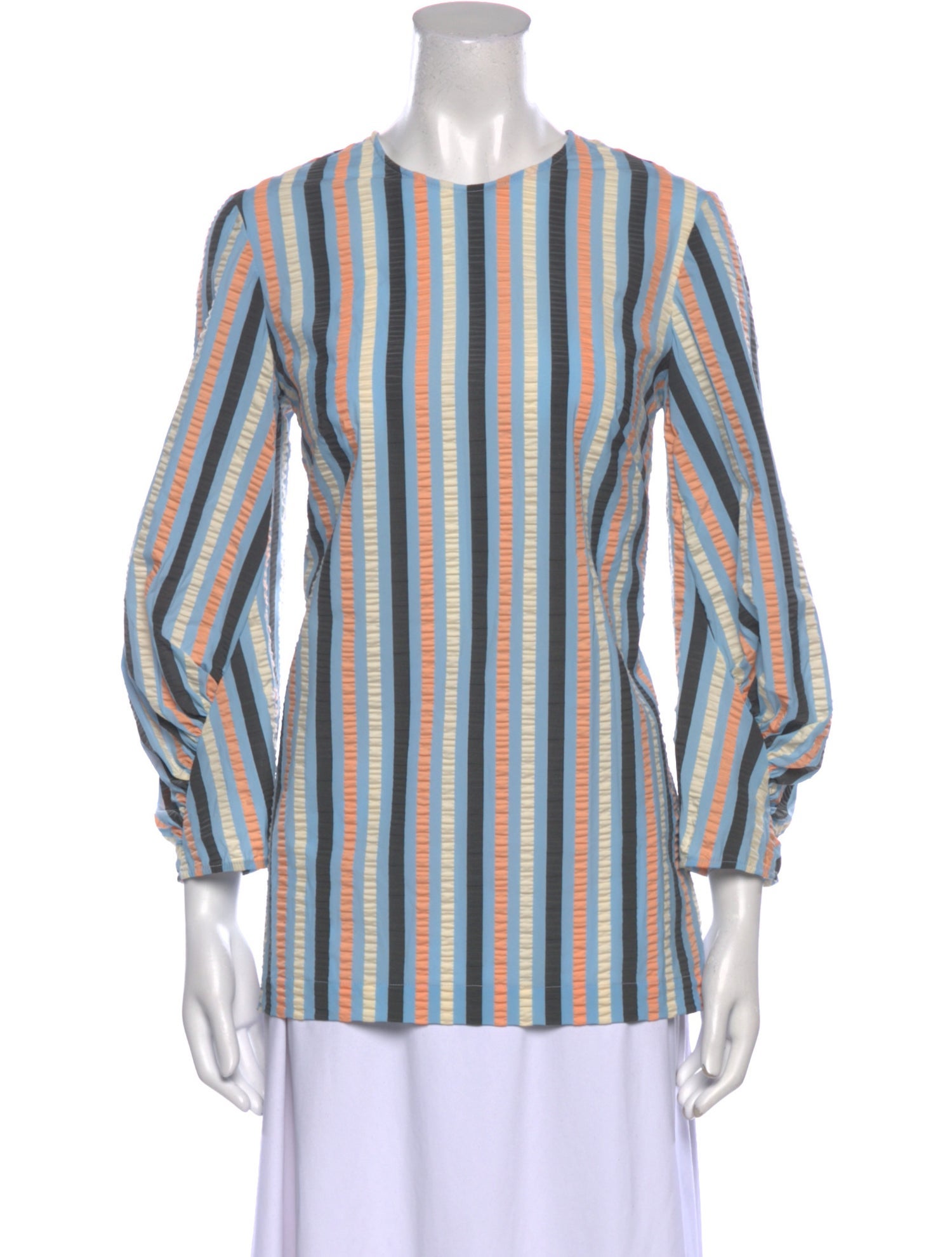 Lela Rose Striped Bateau Neckline Blouse
