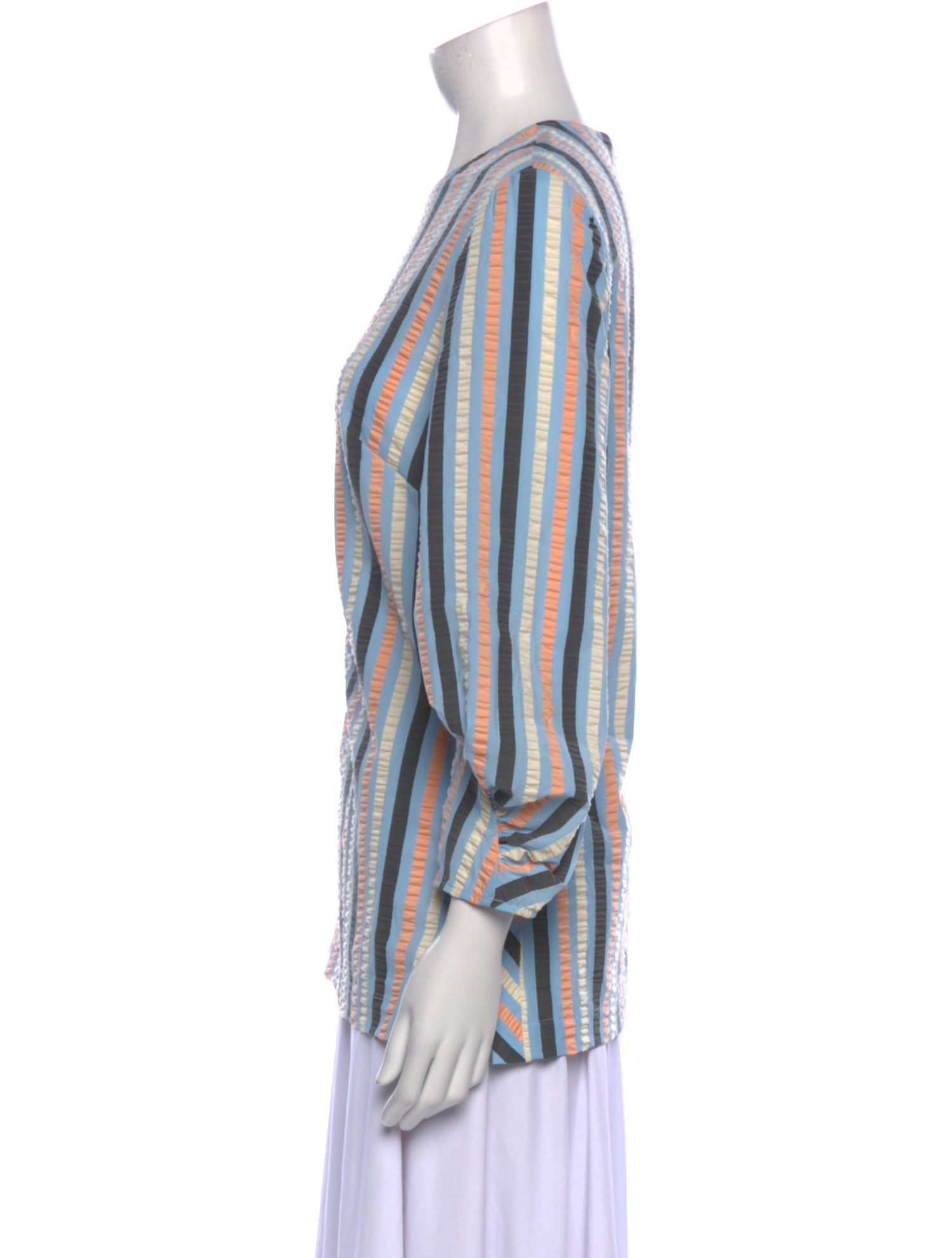 Lela Rose Striped Bateau Neckline Blouse