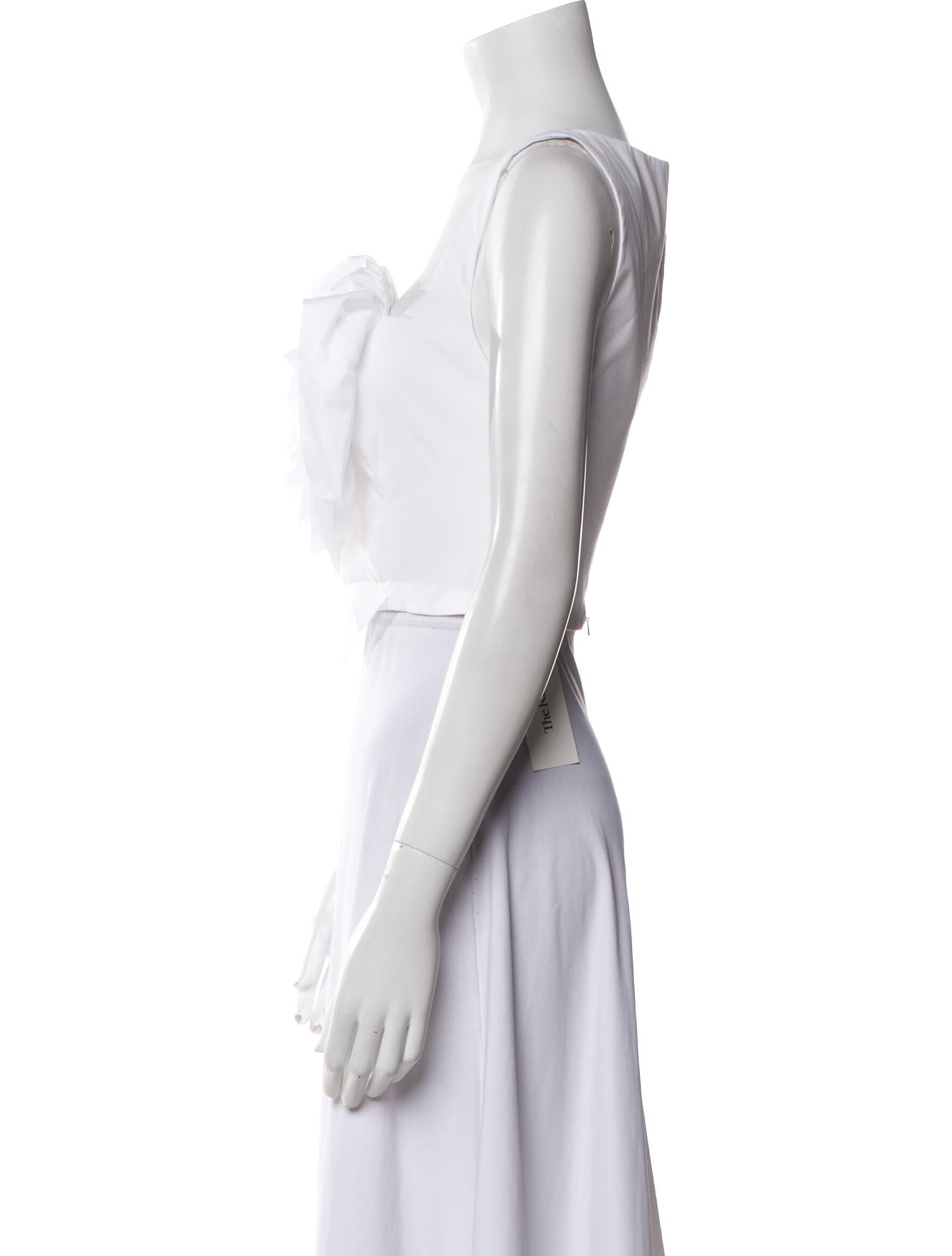 Lela Rose Square Neckline Sleeveless Crop Top