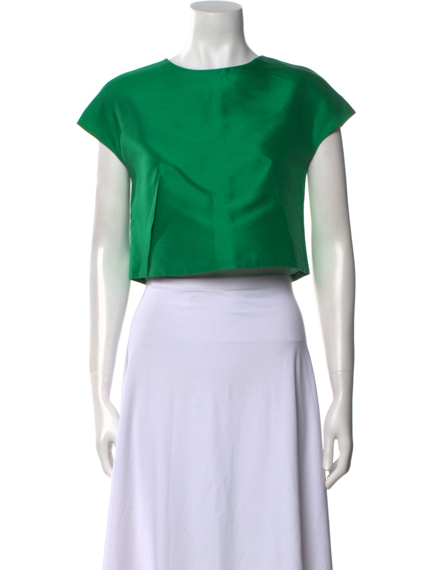 Lela Rose Crew Neck Short Sleeve Crop Top