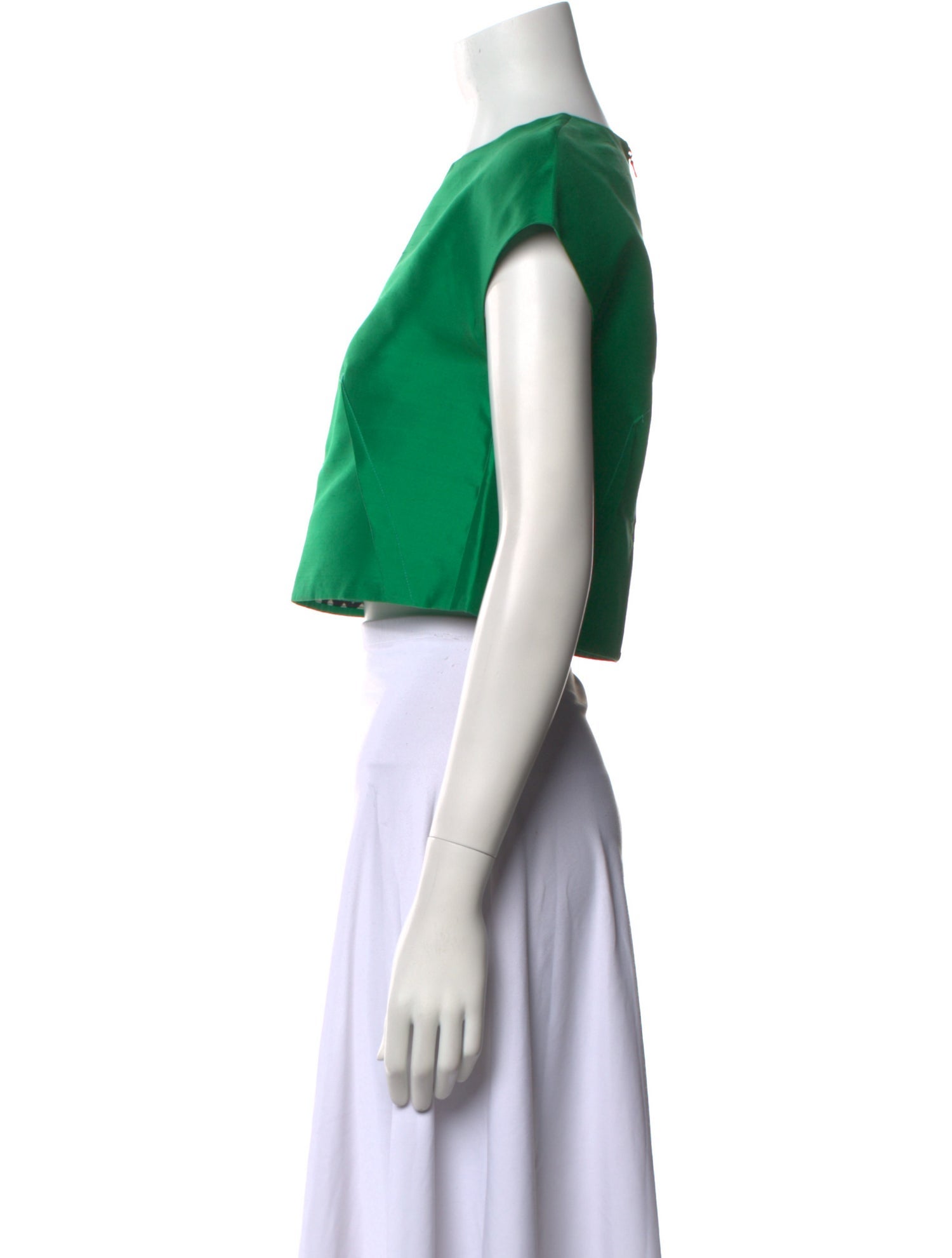 Lela Rose Crew Neck Short Sleeve Crop Top