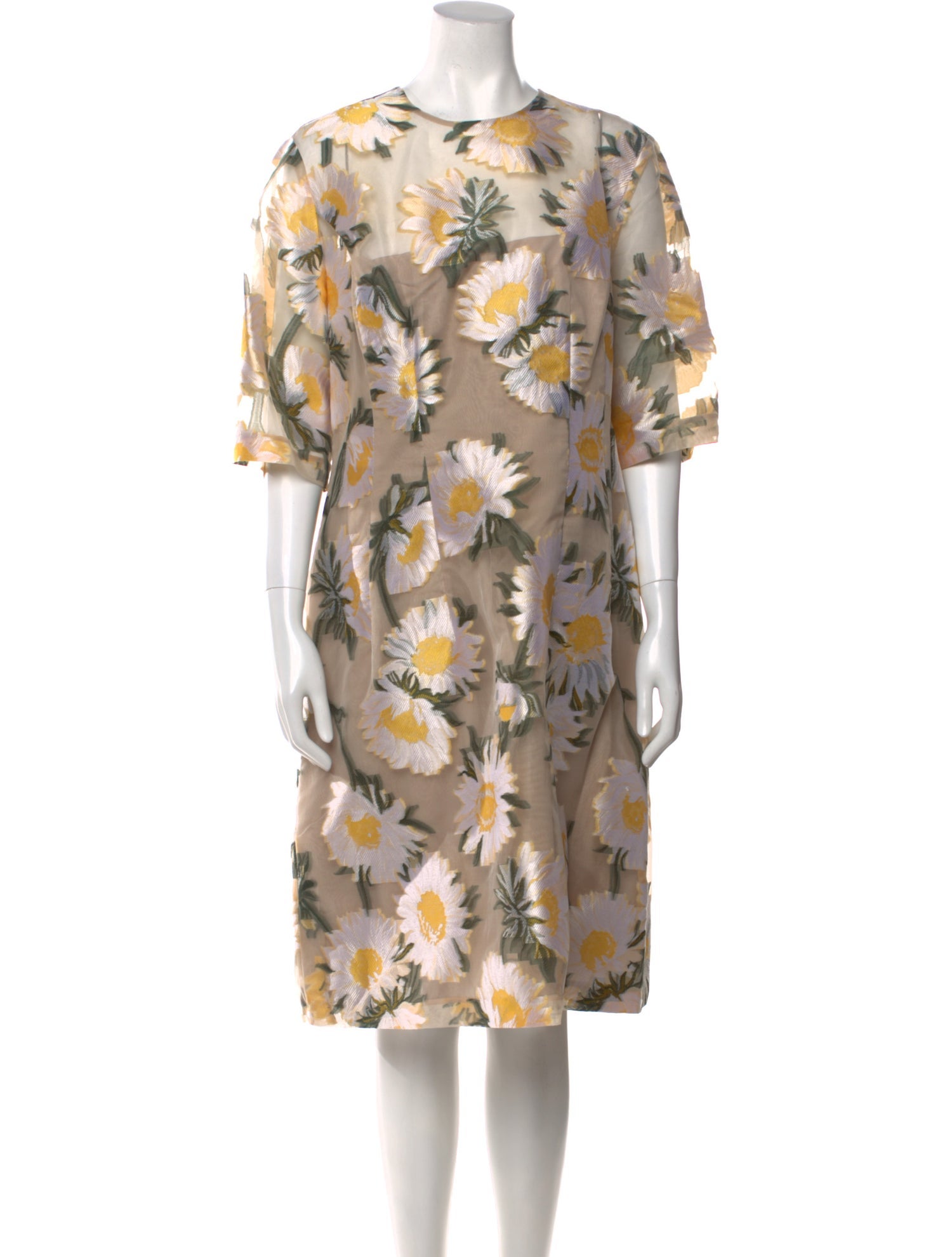 Lela Rose Floral Print Midi Length Dress